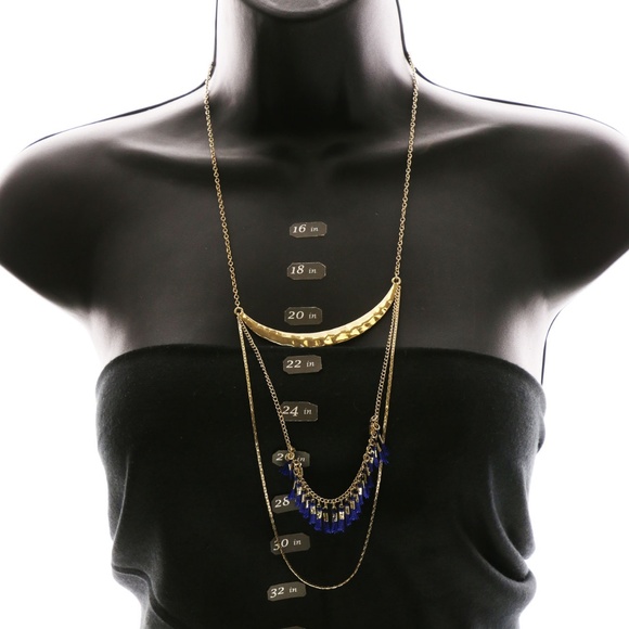 Luxury Necklace Gold/Blue NWOT - Picture 3 of 3